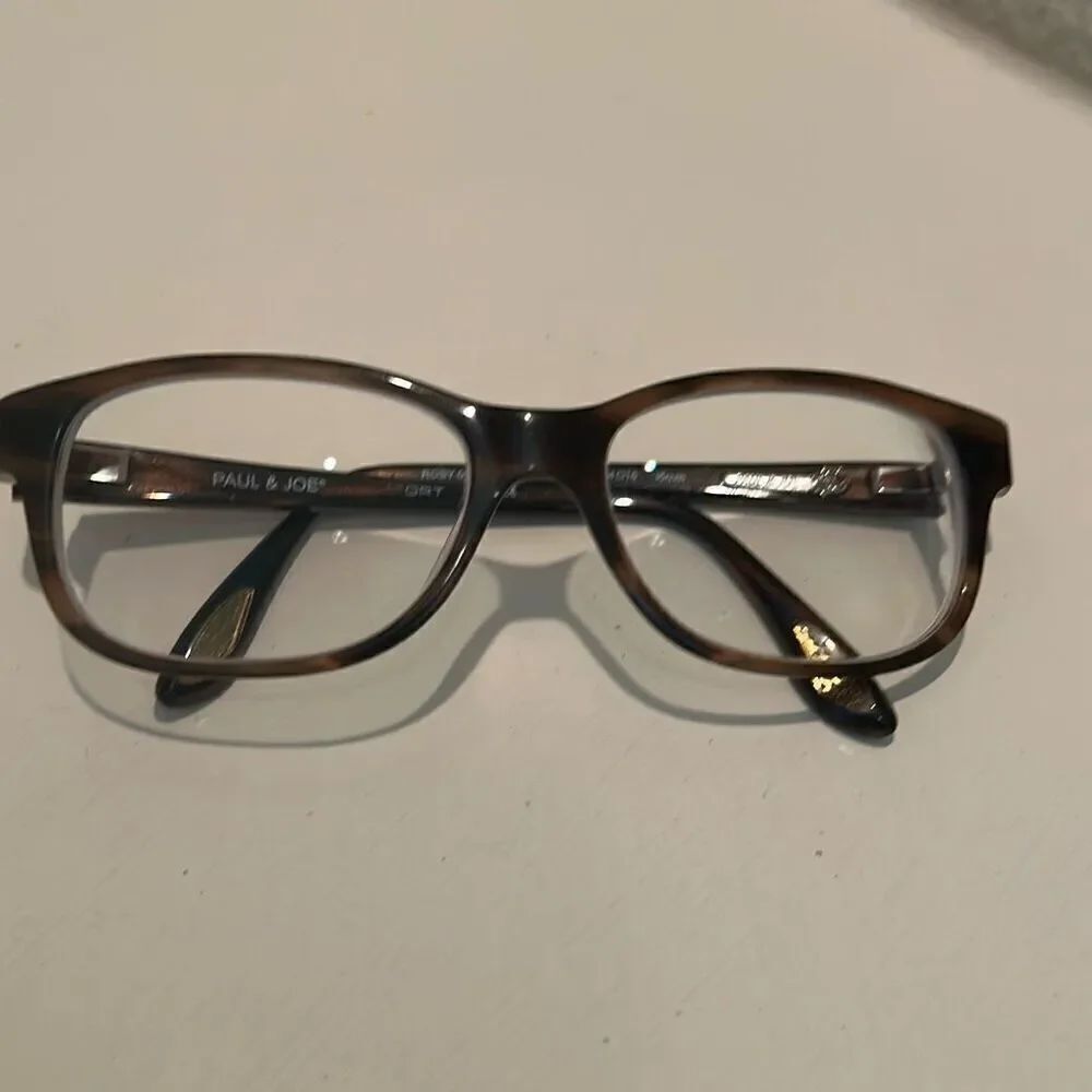 Paul & Joe Tortoise Shell Pattern Eyeglass Frames Brown Oval Everyday Academia